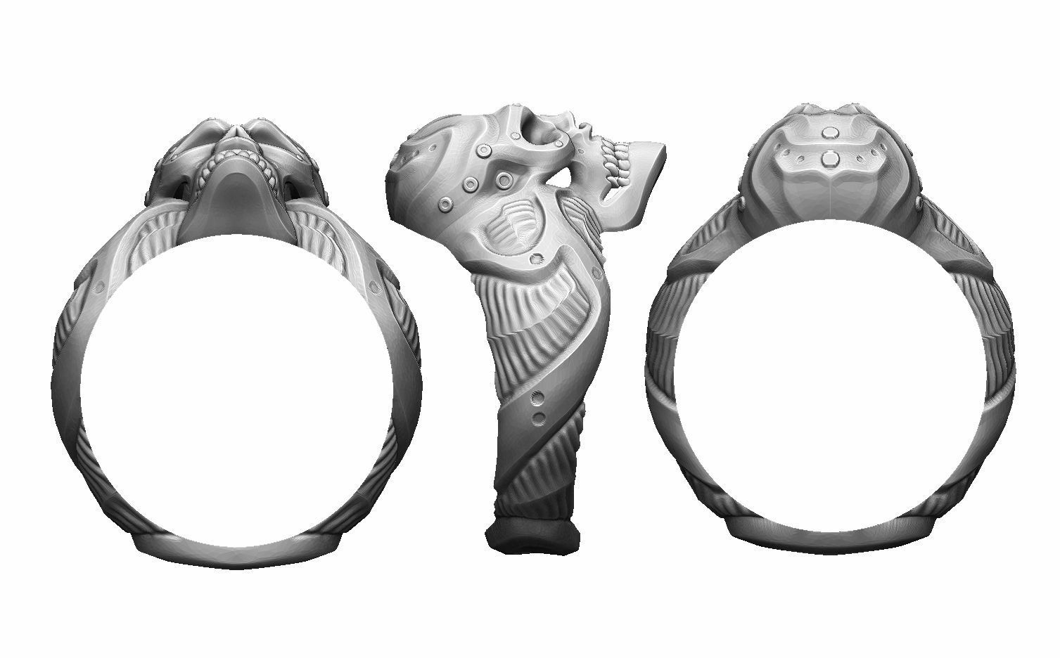Skull ring 3D print model_7