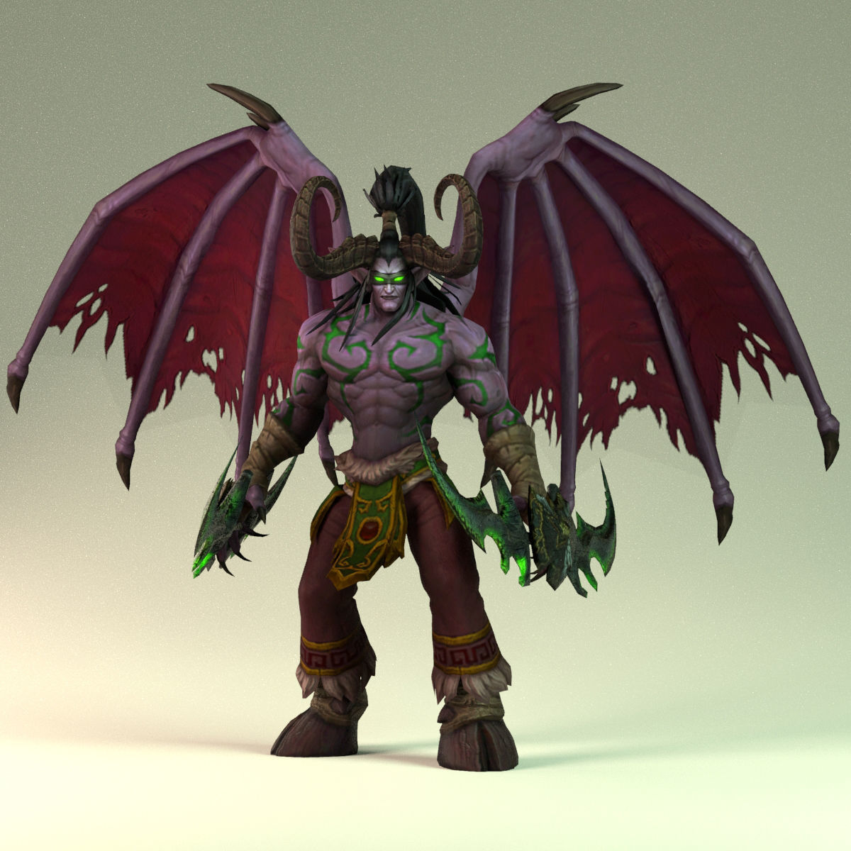 Warcraft Illidan Animated and Rigged Free low-poly 3D model_1