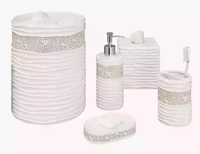Wave Mosaic White Bath Accessories