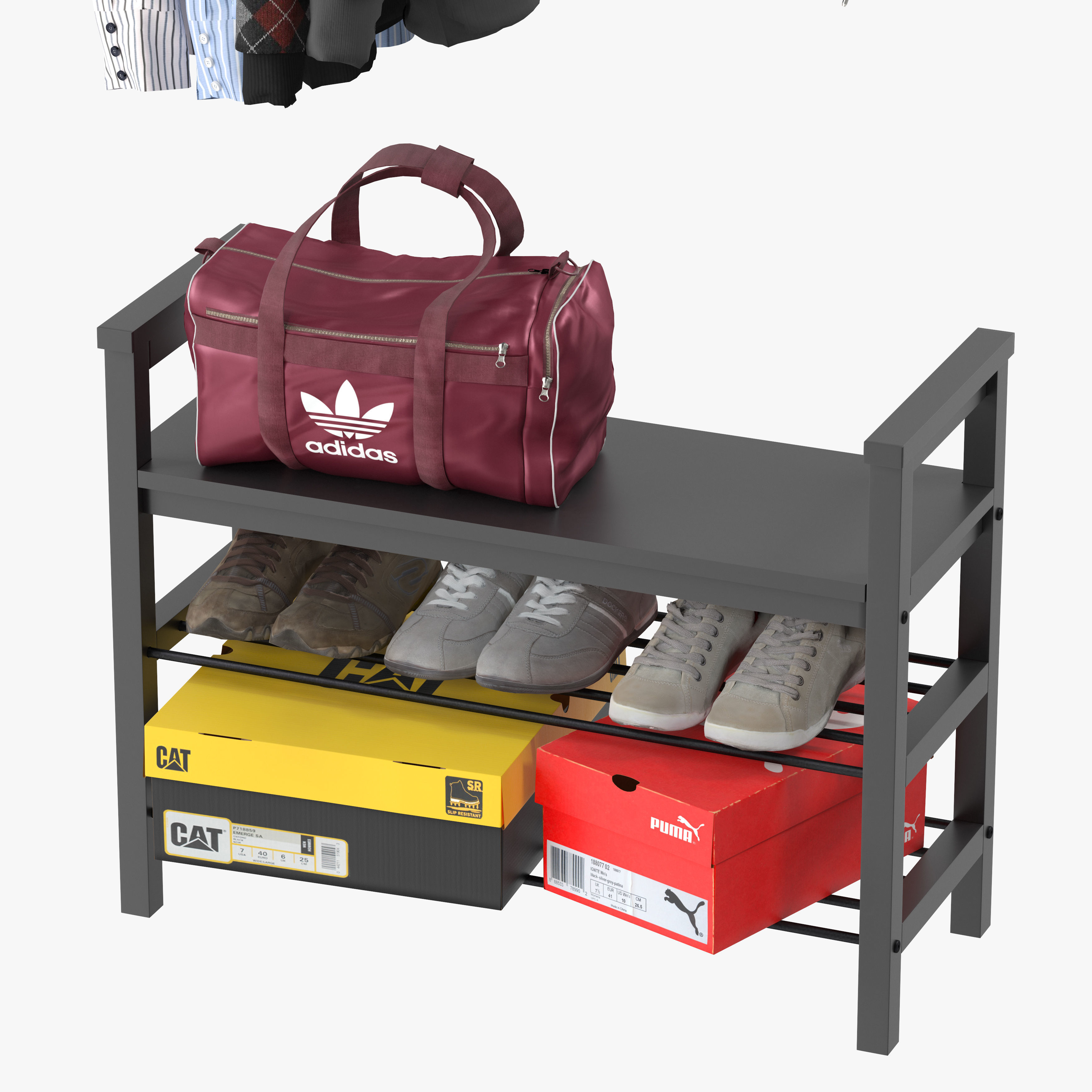 hemnes storage rack with clothes hanging 3D model_9