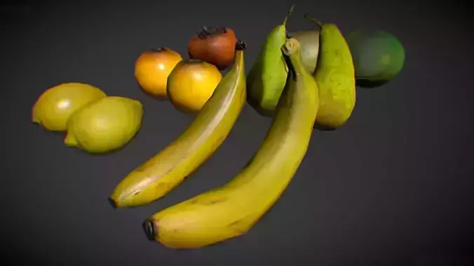 Fruit low poly Banana Orange 