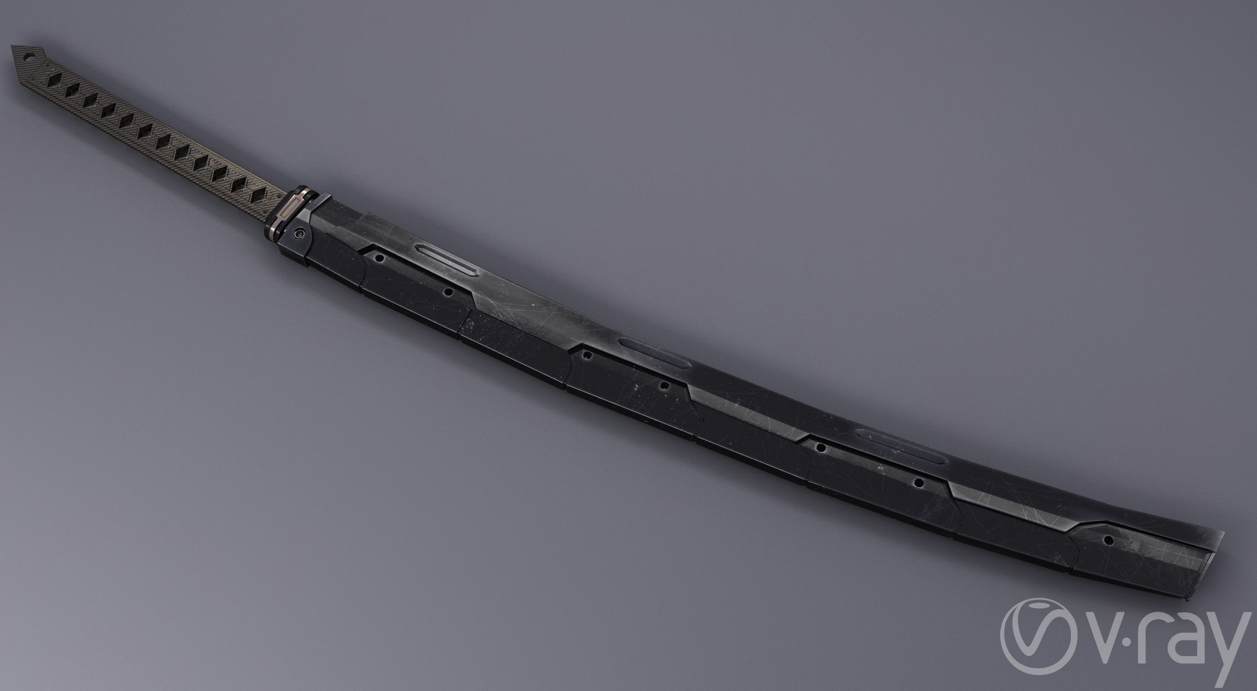 Sci-Fi katana sword PBR Low-poly 3D model_8