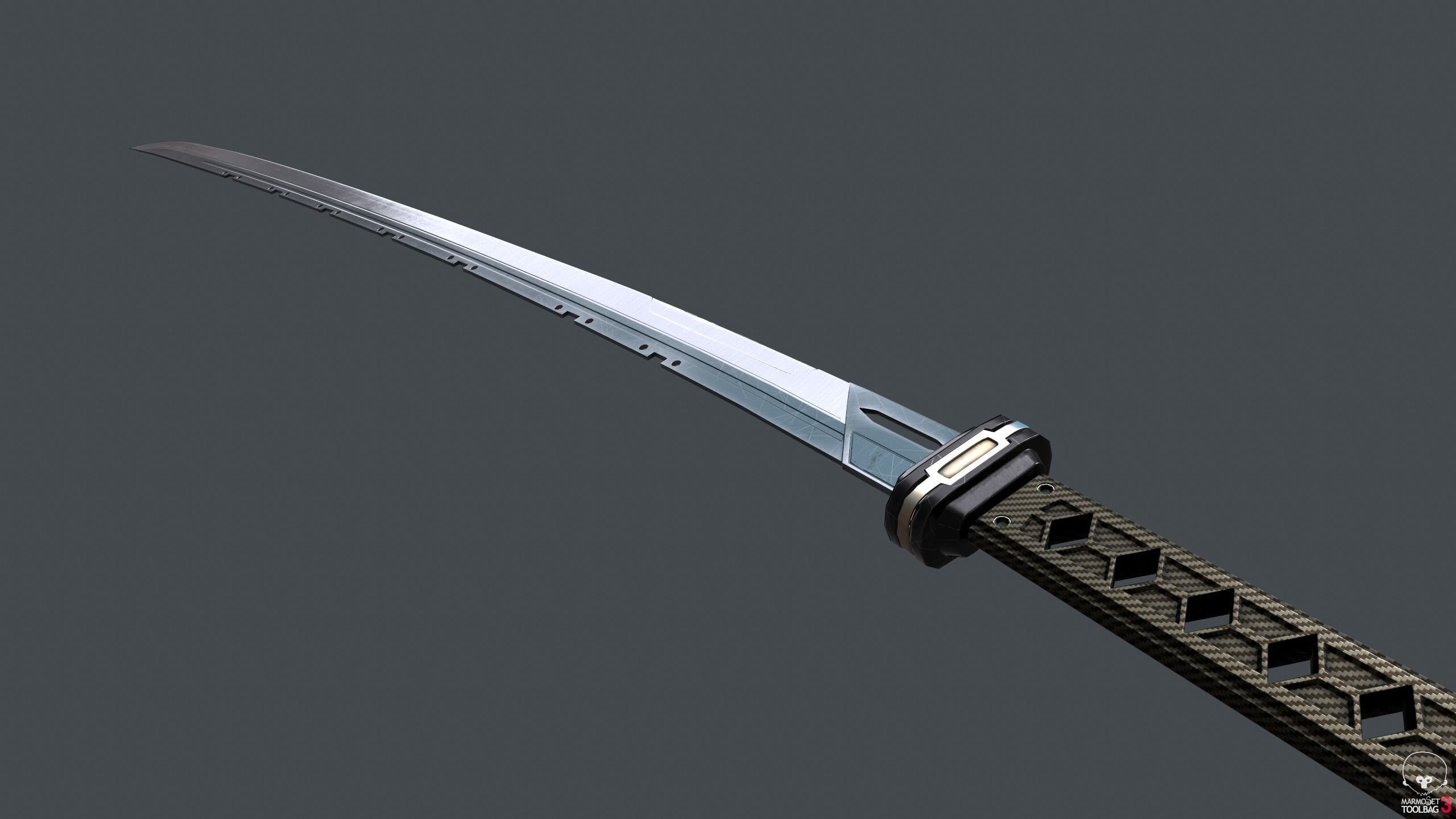 Sci-Fi katana sword PBR Low-poly 3D model_4