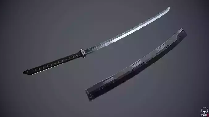 Sci-Fi katana sword PBR Low-poly 3D model