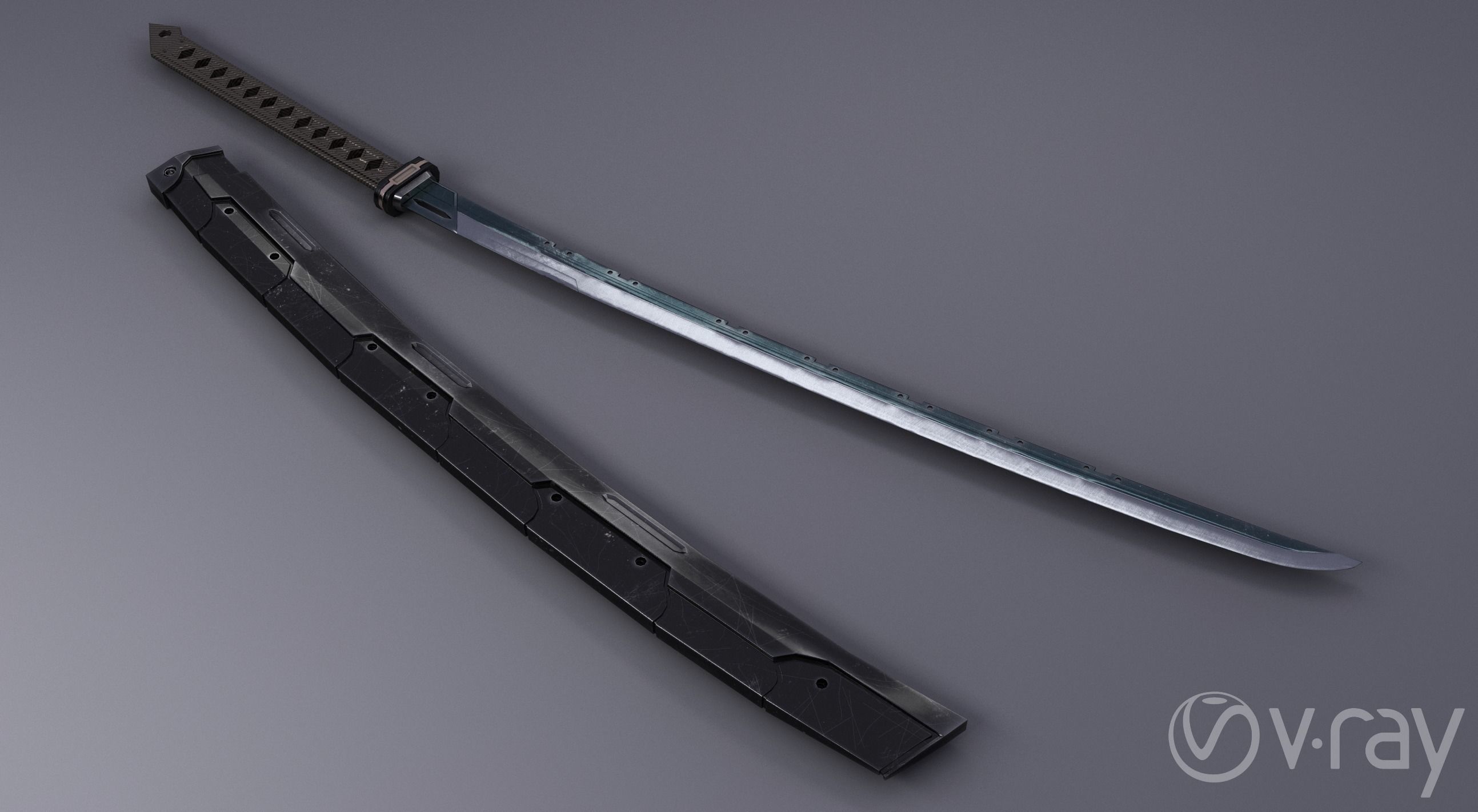 Sci-Fi katana sword PBR Low-poly 3D model_7