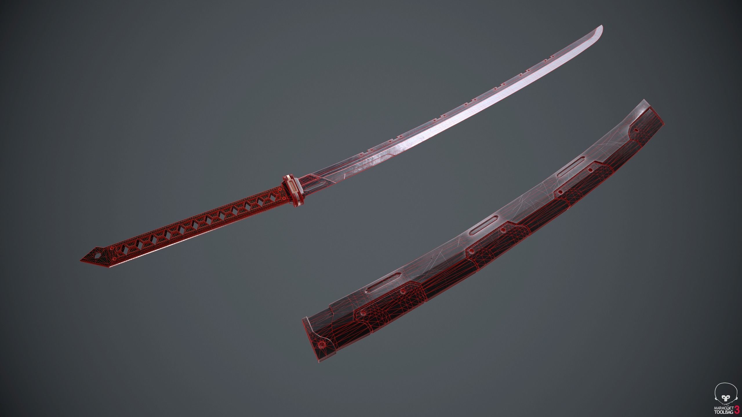 Sci-Fi katana sword PBR Low-poly 3D model_5