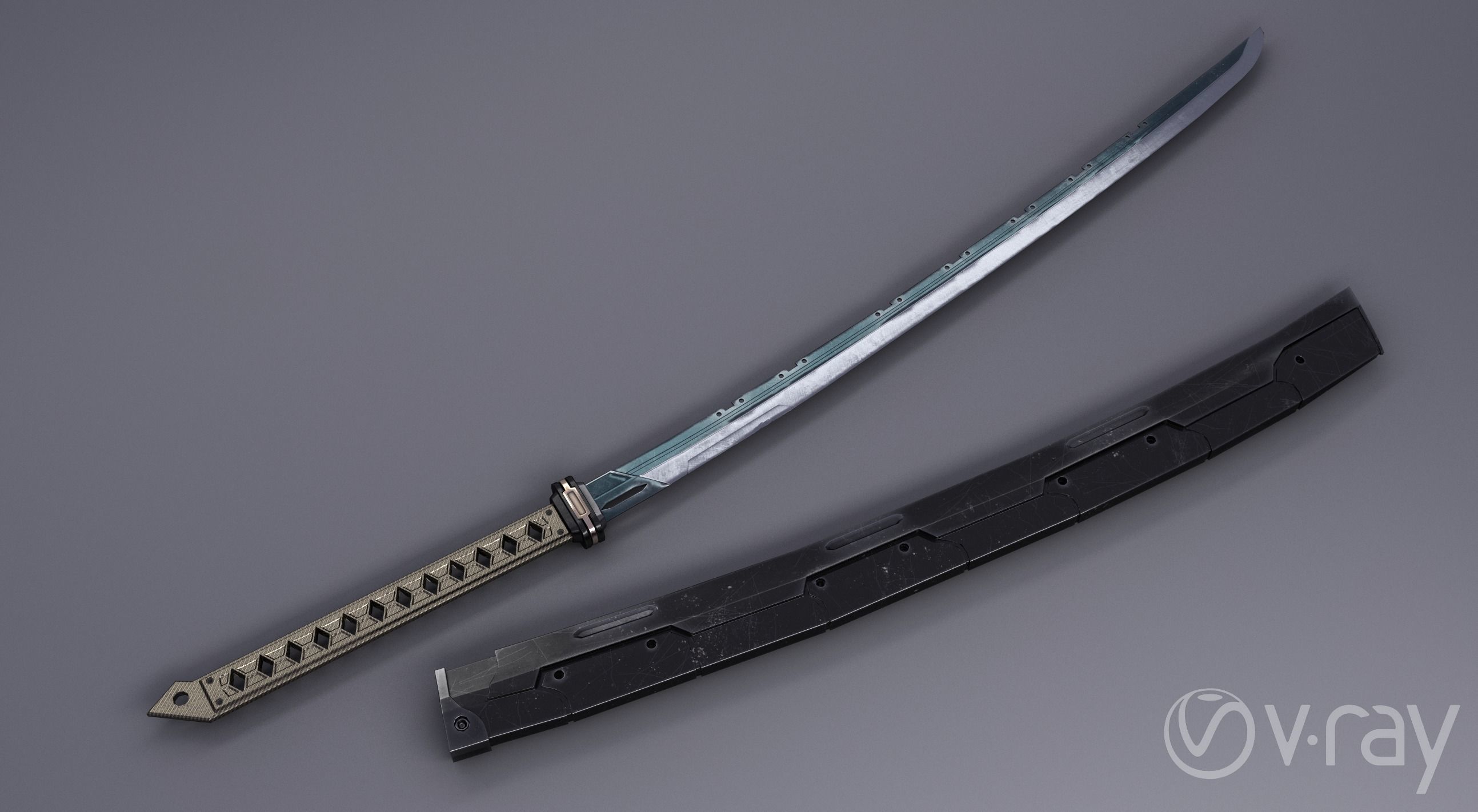 Sci-Fi katana sword PBR Low-poly 3D model_6