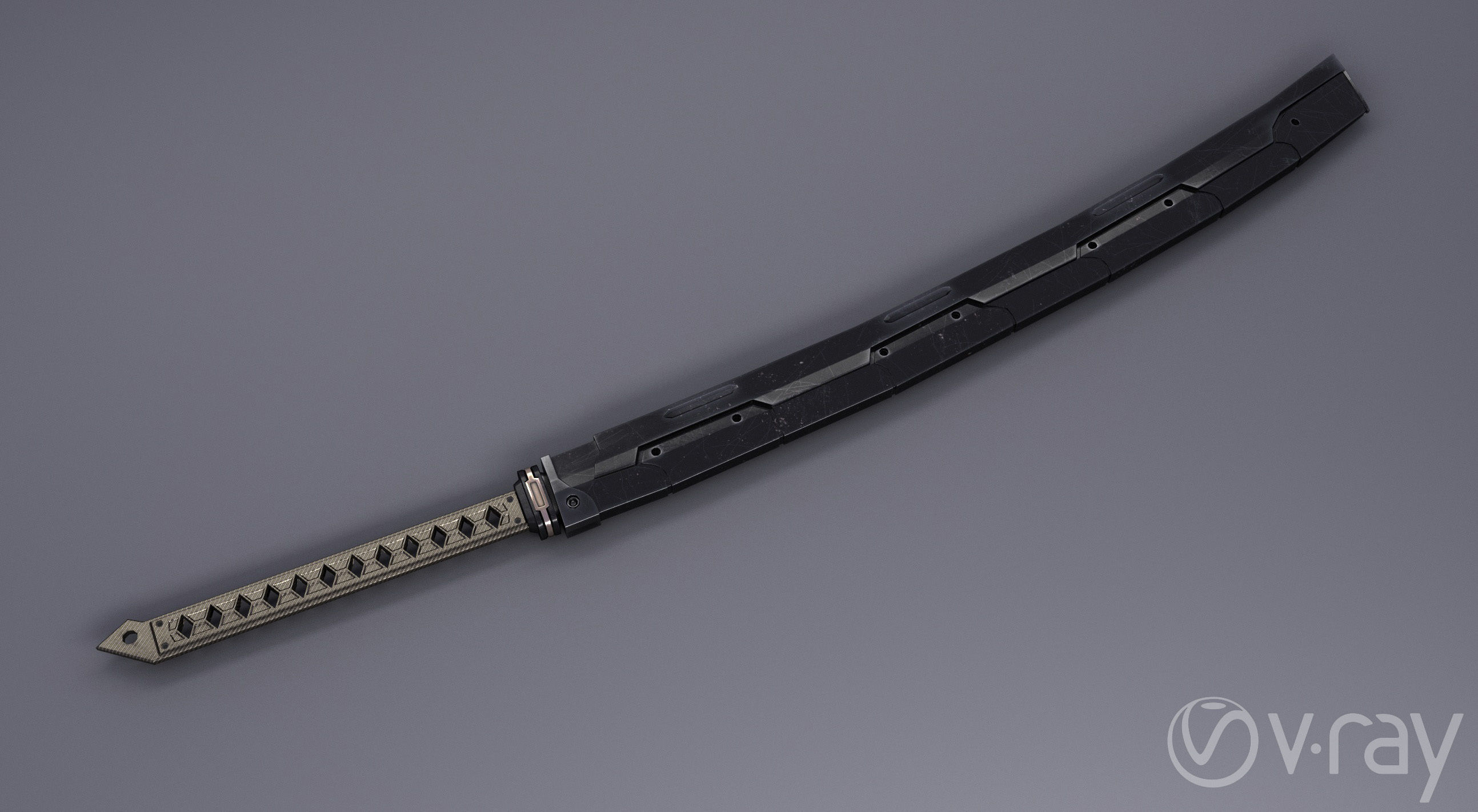 Sci-Fi katana sword PBR Low-poly 3D model_9