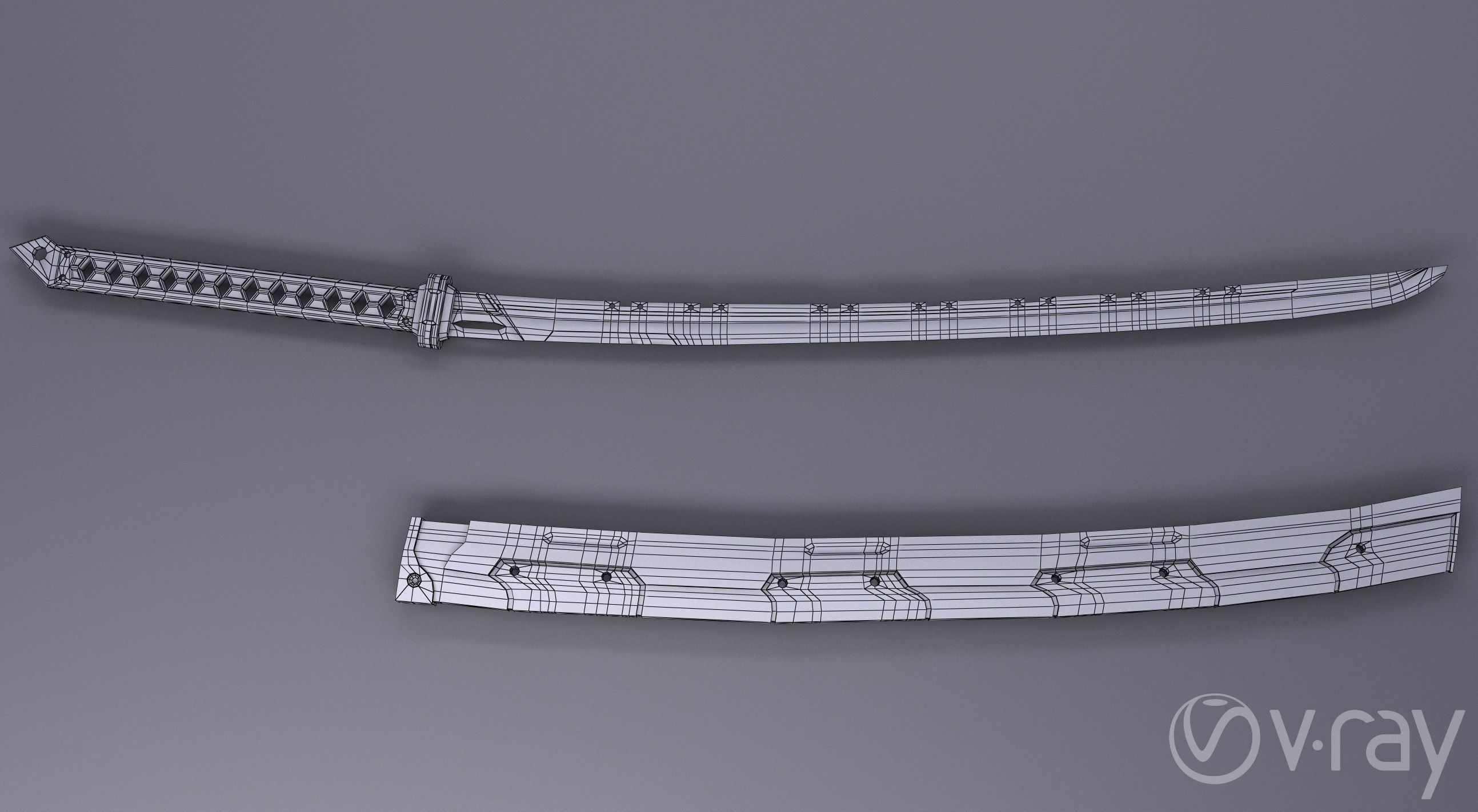 Sci-Fi katana sword PBR Low-poly 3D model_11
