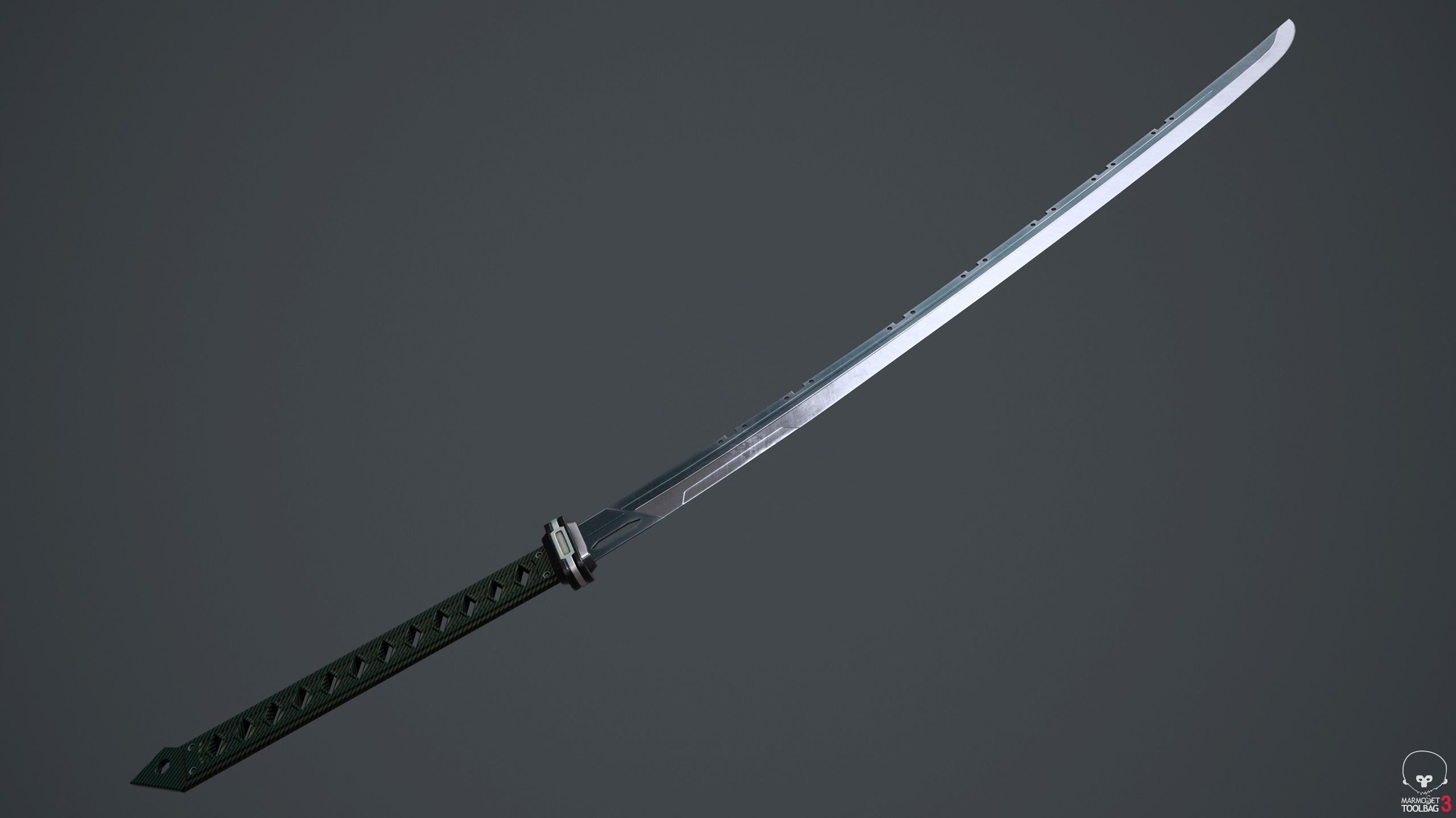 Sci-Fi katana sword PBR Low-poly 3D model_3