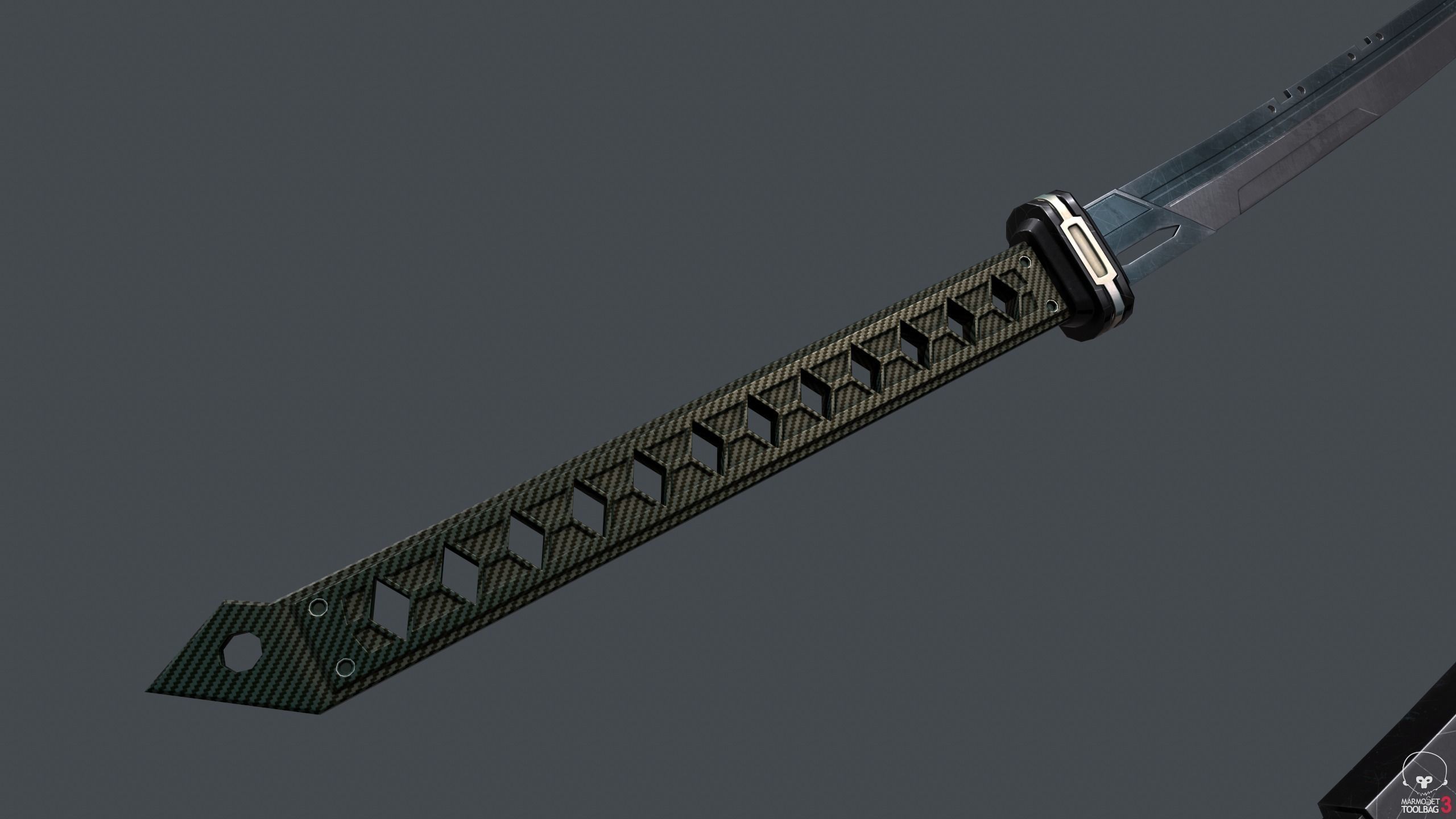 Sci-Fi katana sword PBR Low-poly 3D model_2
