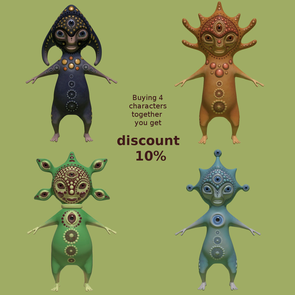 Mystical Monsters Collection 3D model_1