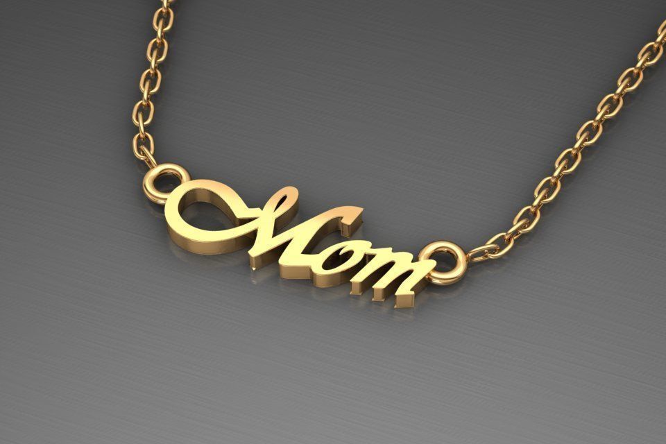 mom pendant 3D print model_2