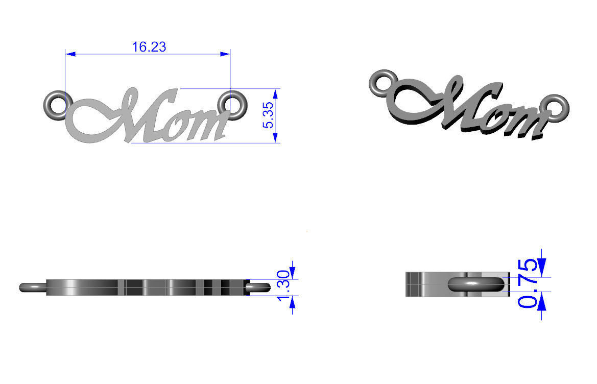 mom pendant 3D print model_3