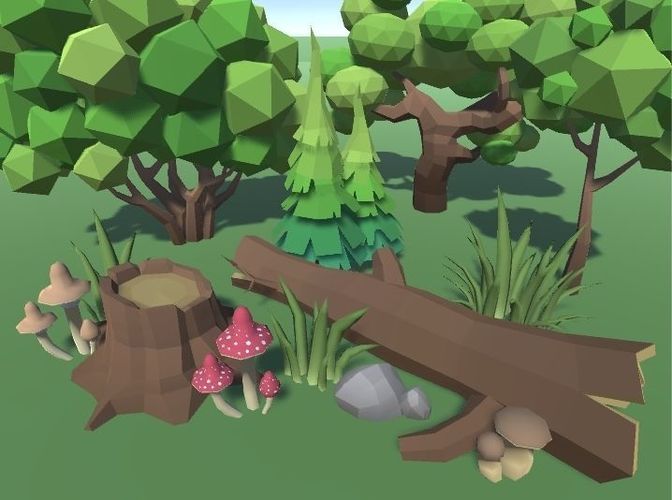 LowPoly Forest Pack Low-poly 3D model