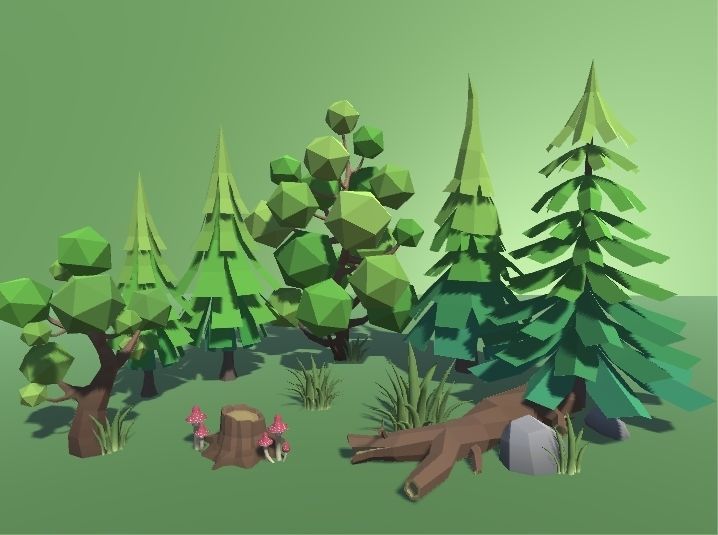 LowPoly Forest Pack Low-poly 3D model_4