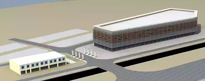 Architecture building in middle of street 3D model