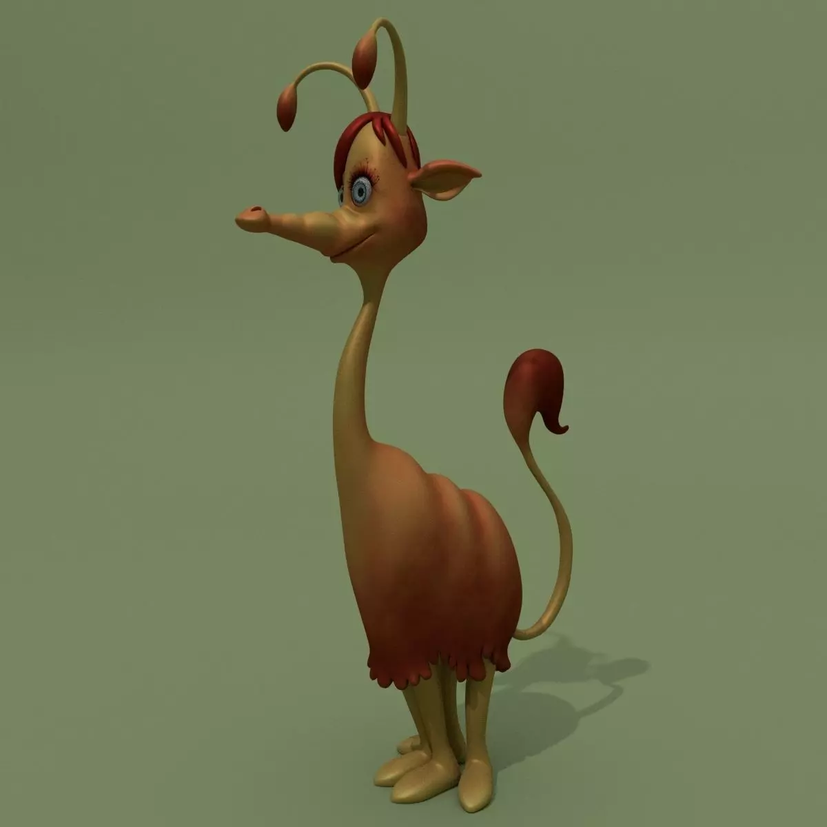 Cartoon Alien Lama Jessica 3D model_0