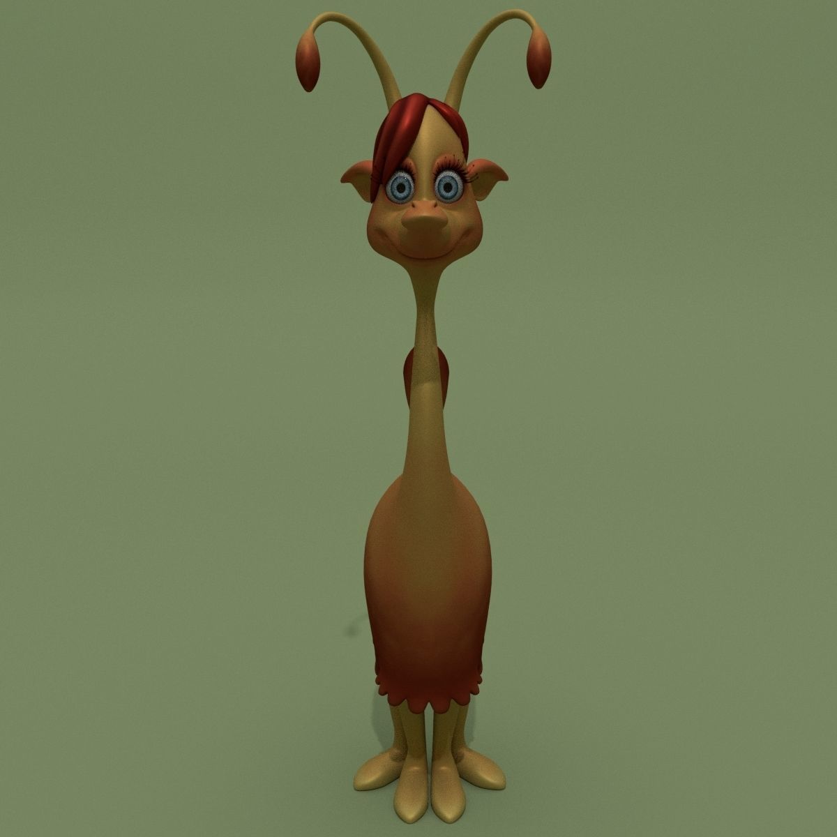 Cartoon Alien Lama Jessica 3D model_1