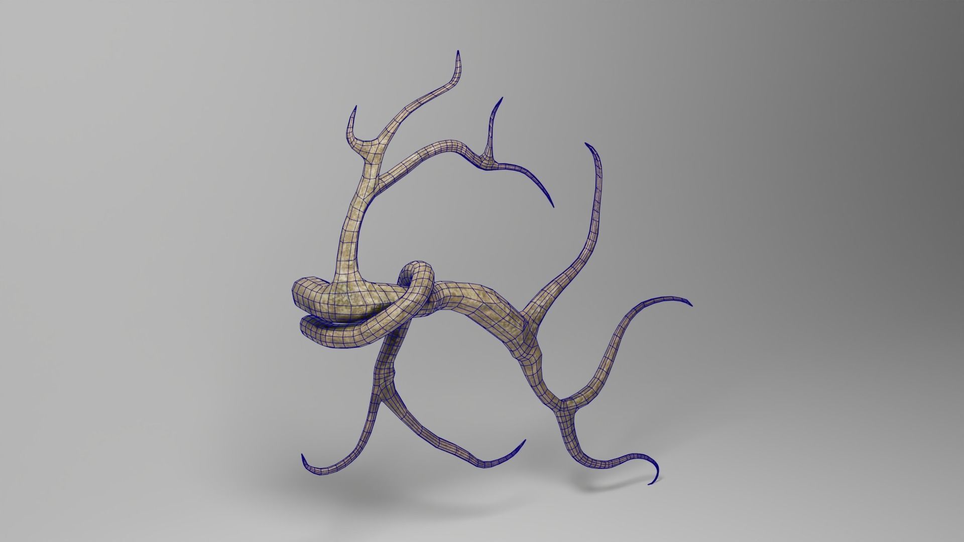 Roots or Vines Pack and 3D printable STL Low-poly 3D model_11