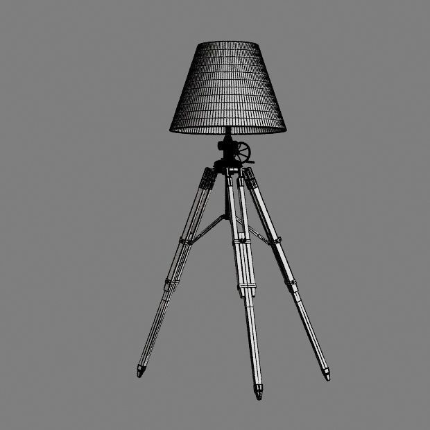 Ansel Tripod Chrome and Black Floor Lamp 3D model_2