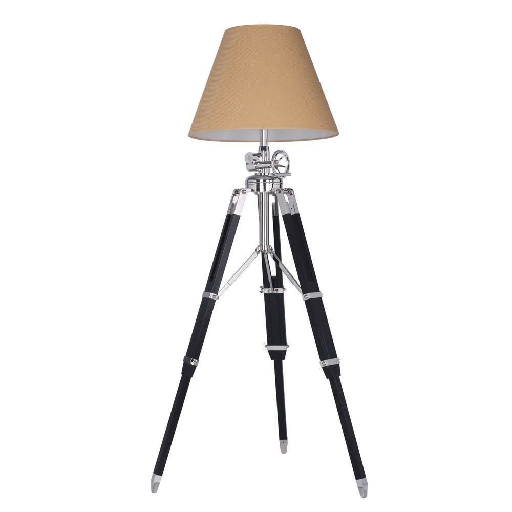 Ansel Tripod Chrome and Black Floor Lamp 3D model_3