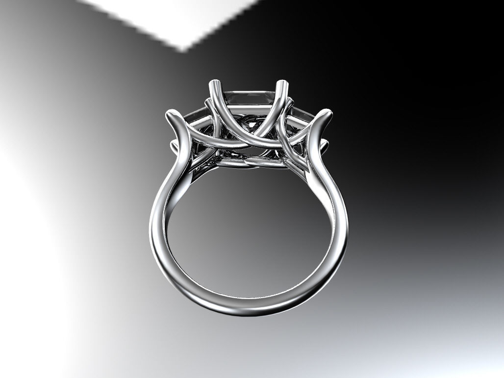 Three stone engagement ring 3D print model_2