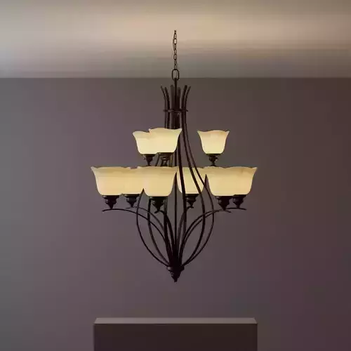 Morningside 9-Light Grecian Bronze Multi Tier Chandelier 3D model