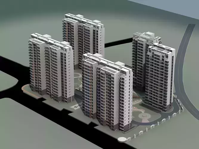 Architecture residential building in middle of street