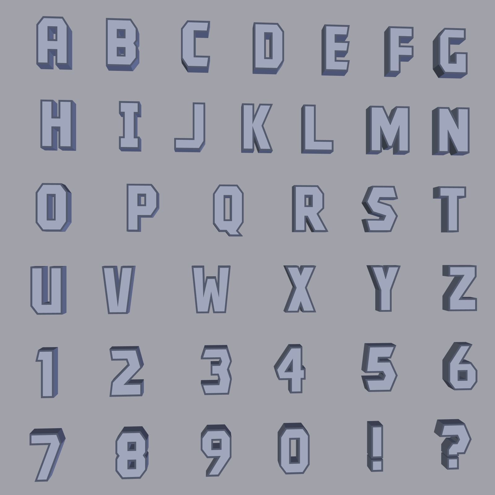 Alphabet Low-poly 3D model_1