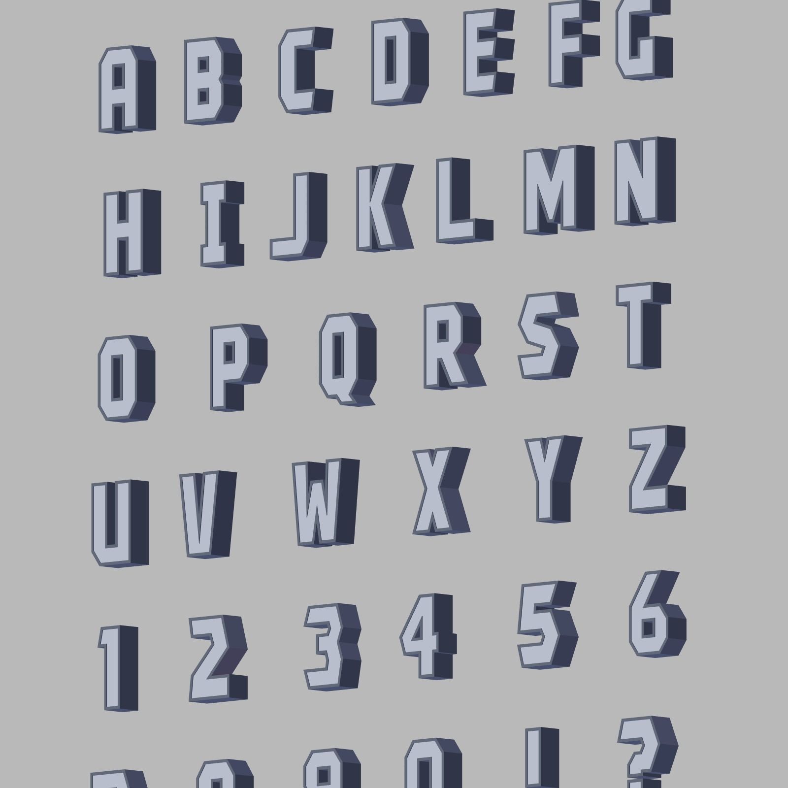 Alphabet Low-poly 3D model_3