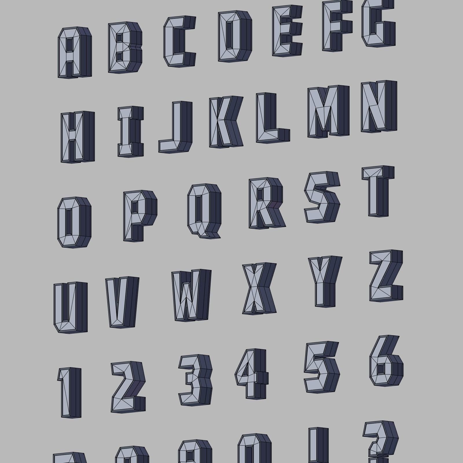 Alphabet Low-poly 3D model_4