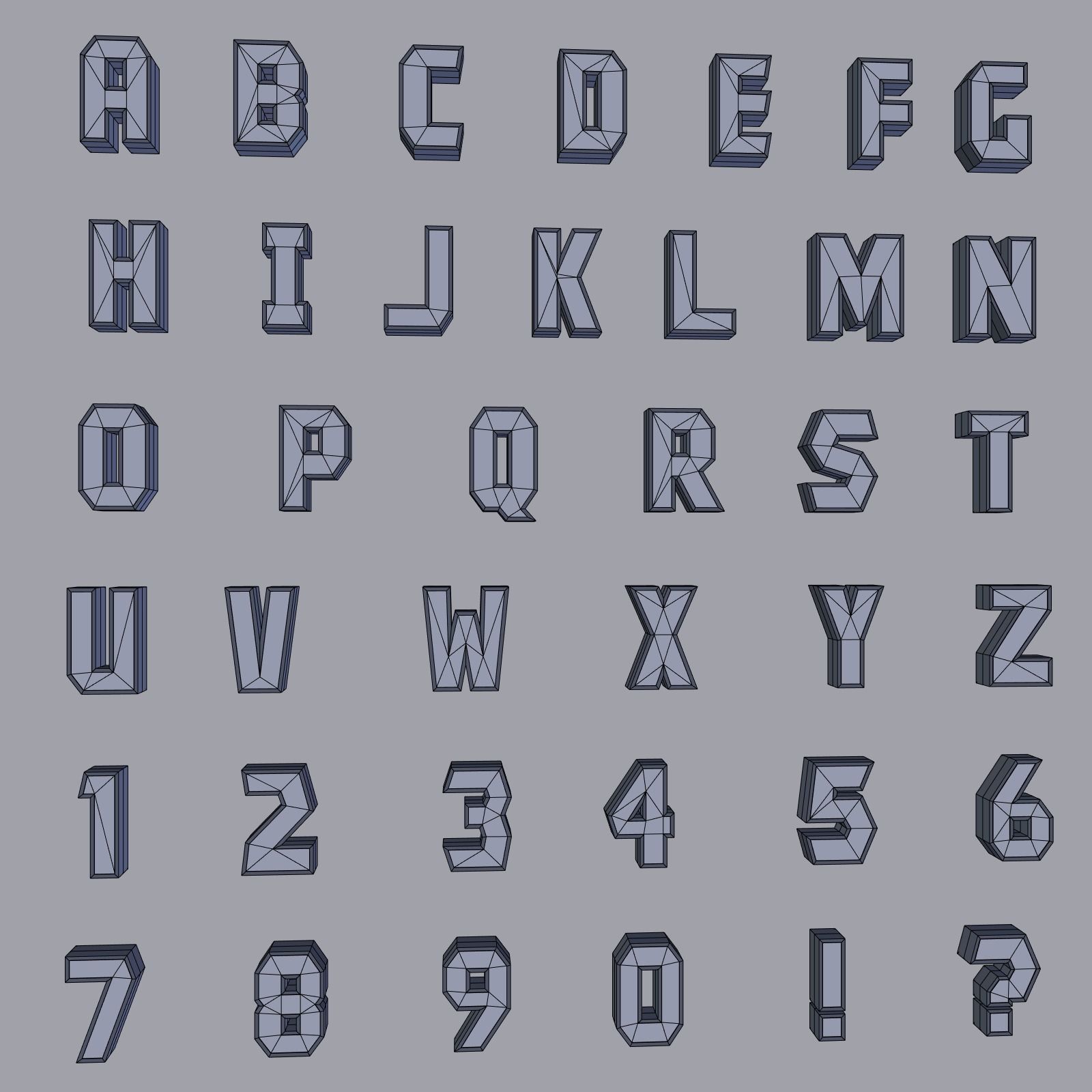Alphabet Low-poly 3D model_2