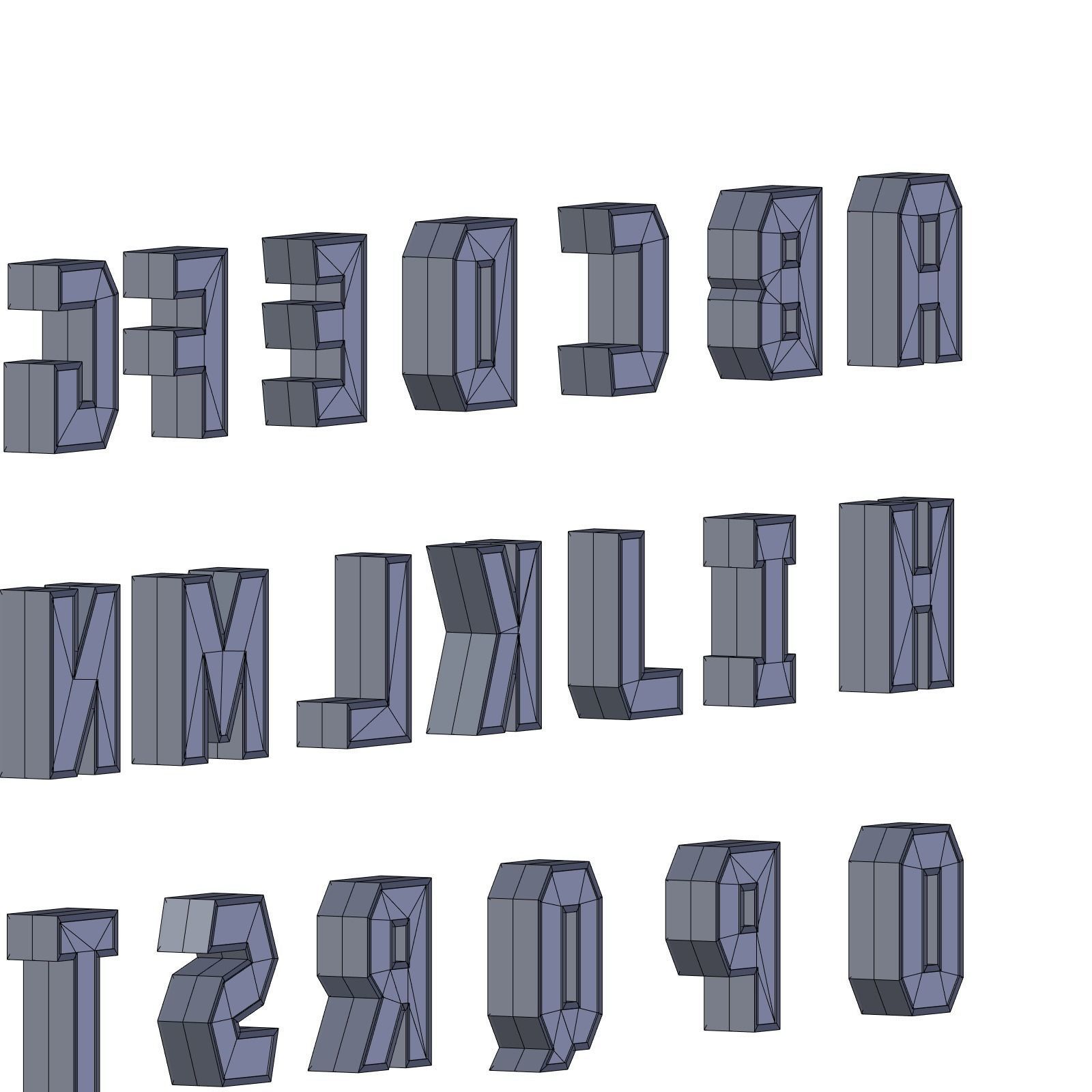 Alphabet Low-poly 3D model_7