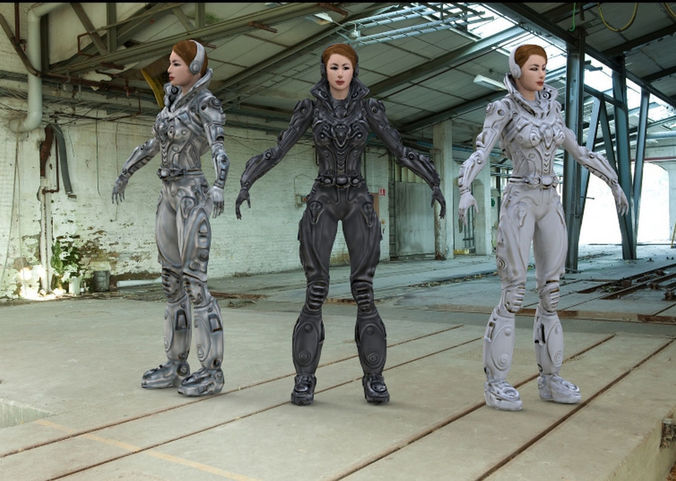 FMKRH woman in futuristic suit 3D model