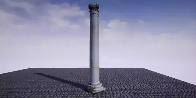 Pillar old column on cobblestone street