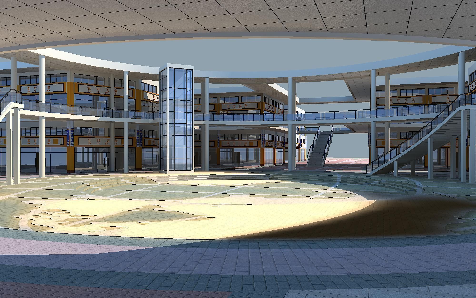 Architecture building with circular shape 3D model_2