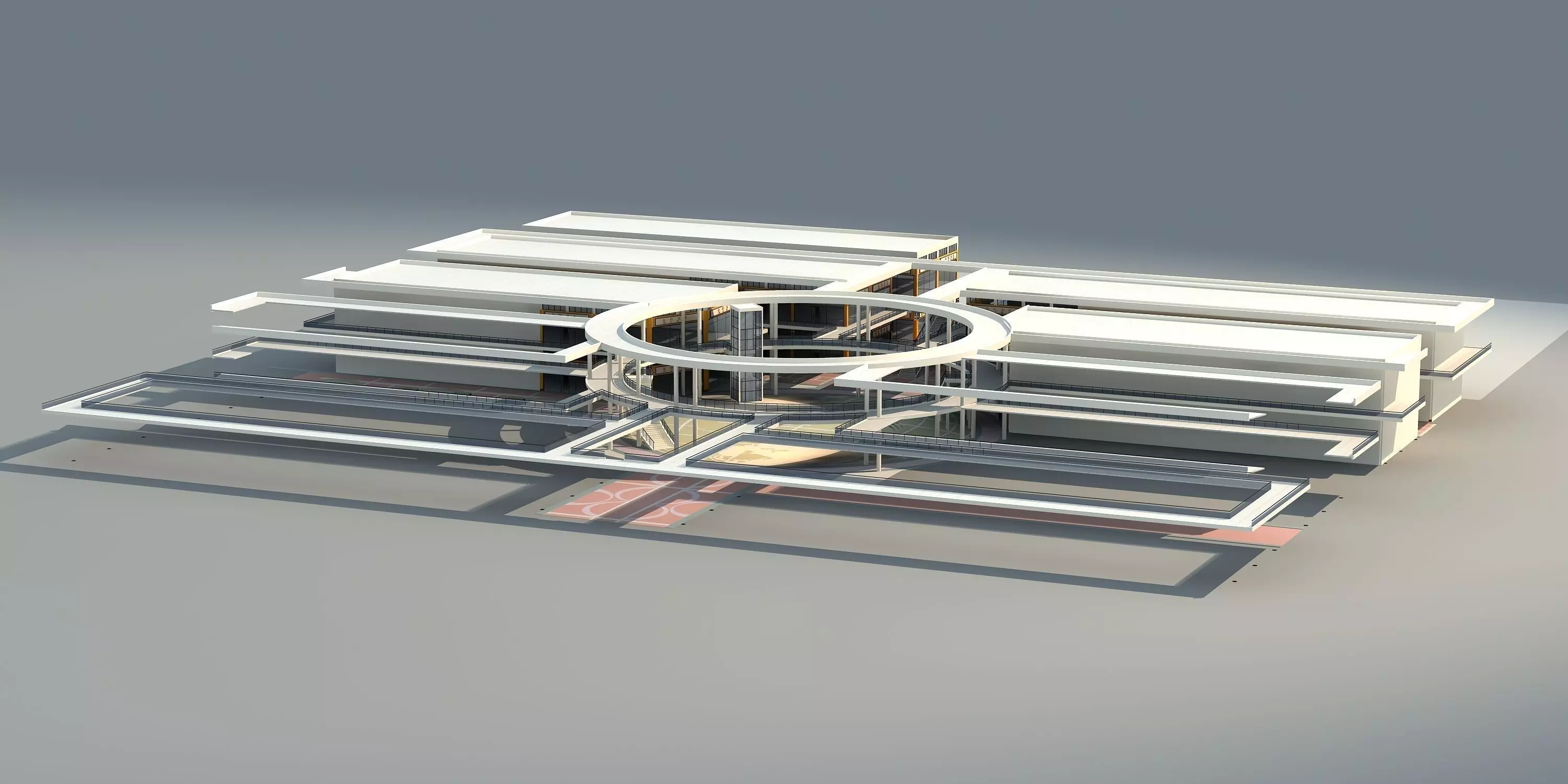 Architecture building with circular shape 3D model_0
