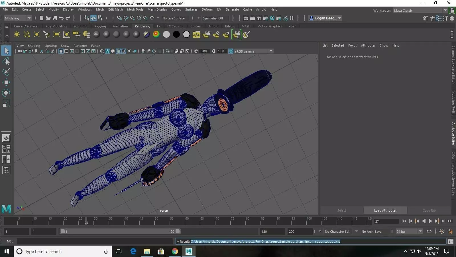 Robo-Abraham Lincoln Girl Version Free 3D model_0