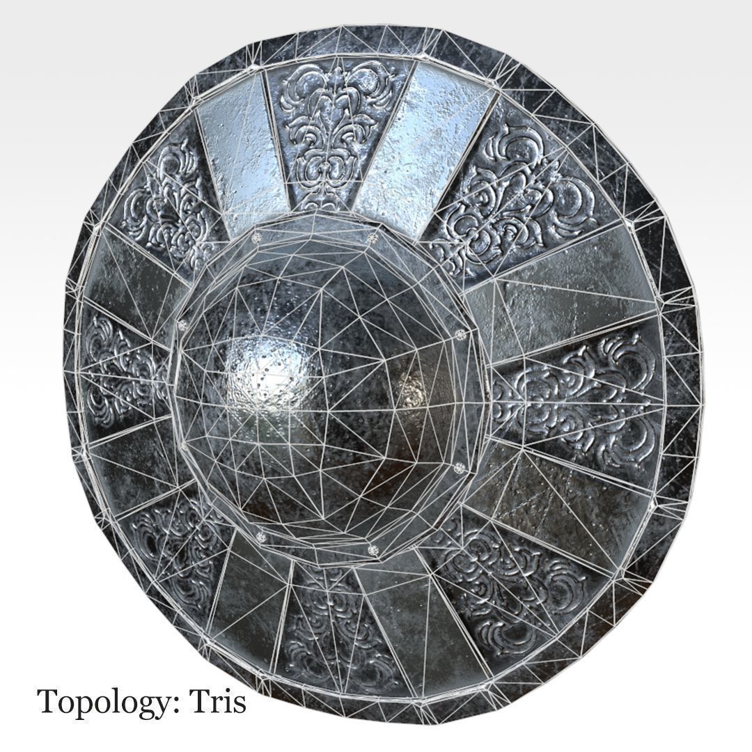Buckler Shield Low-poly 3D model_7