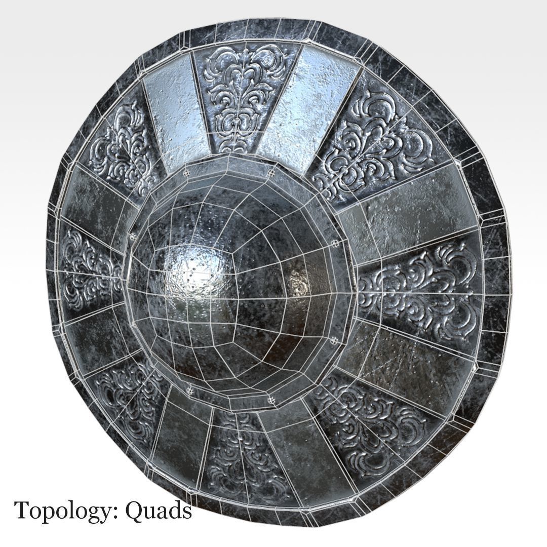 Buckler Shield Low-poly 3D model_9
