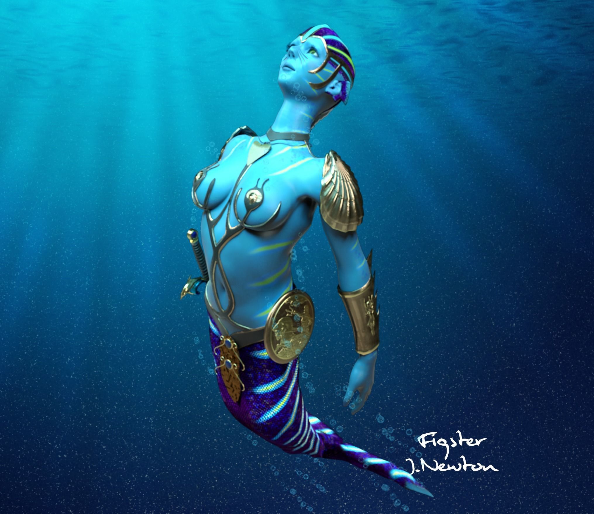 Battle Mermaid 3D model_4