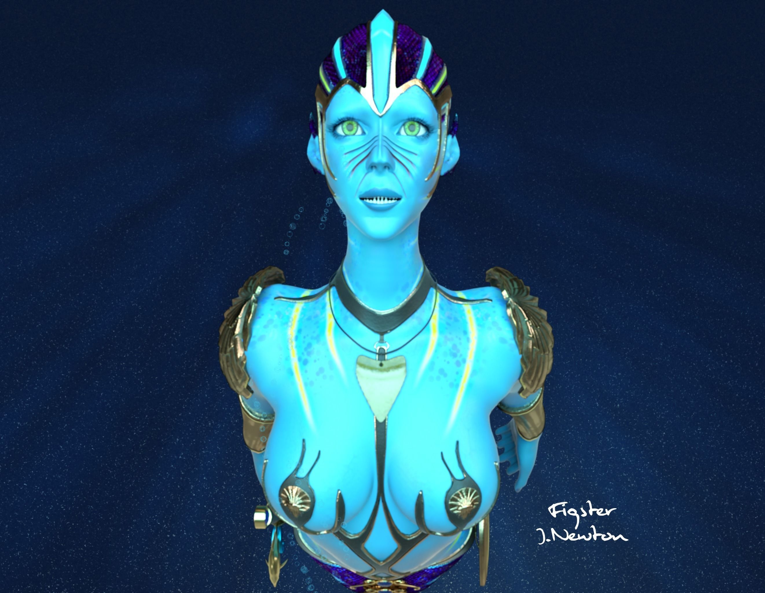 Battle Mermaid 3D model_7