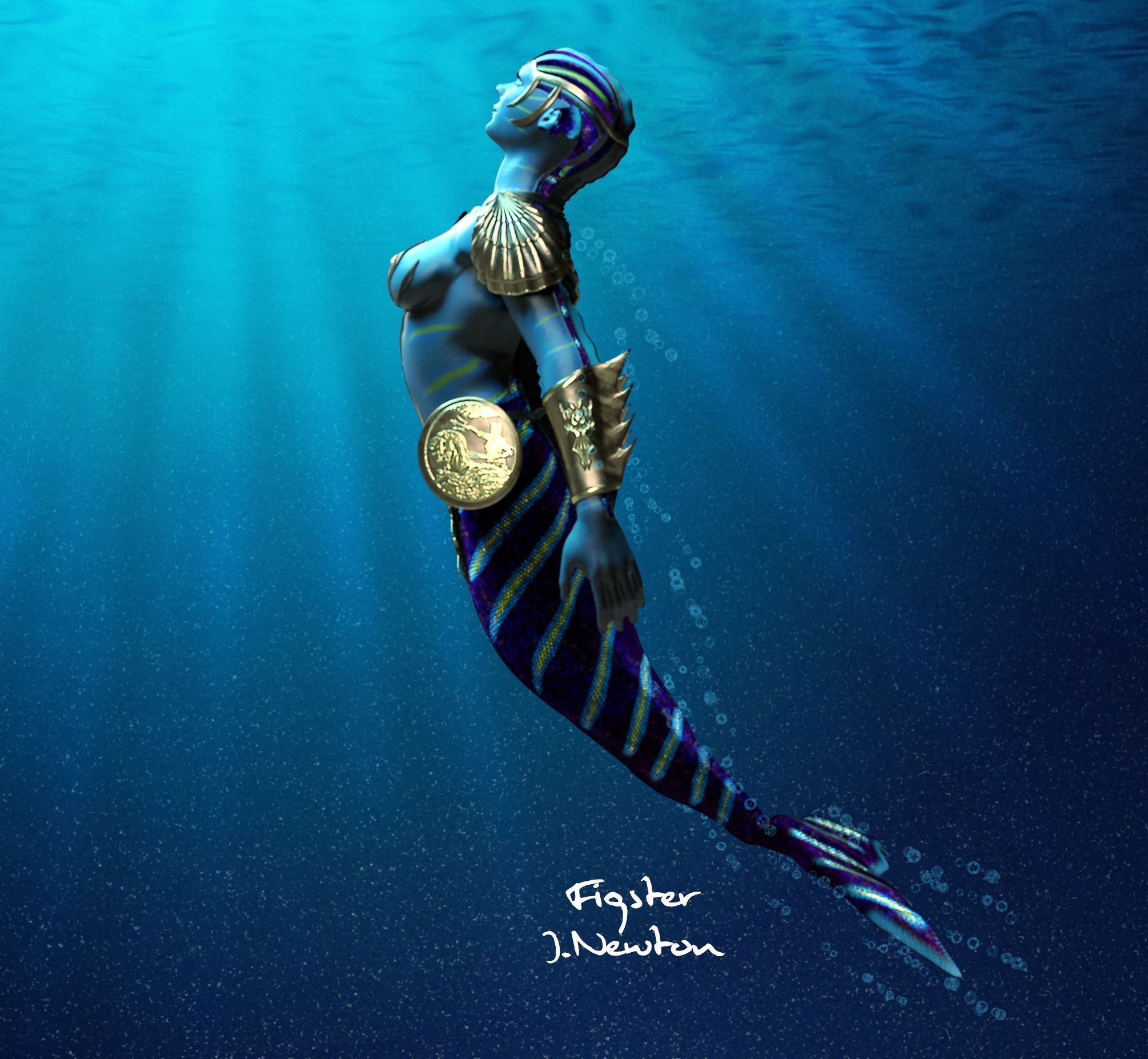 Battle Mermaid 3D model_2