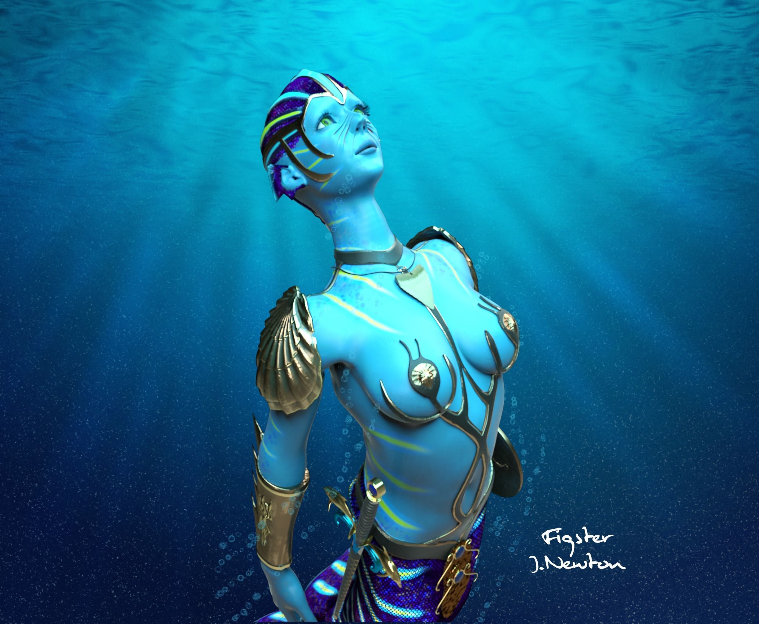 Battle Mermaid 3D model_10