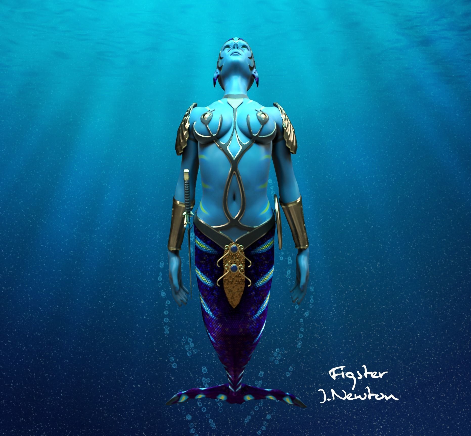 Battle Mermaid 3D model_3