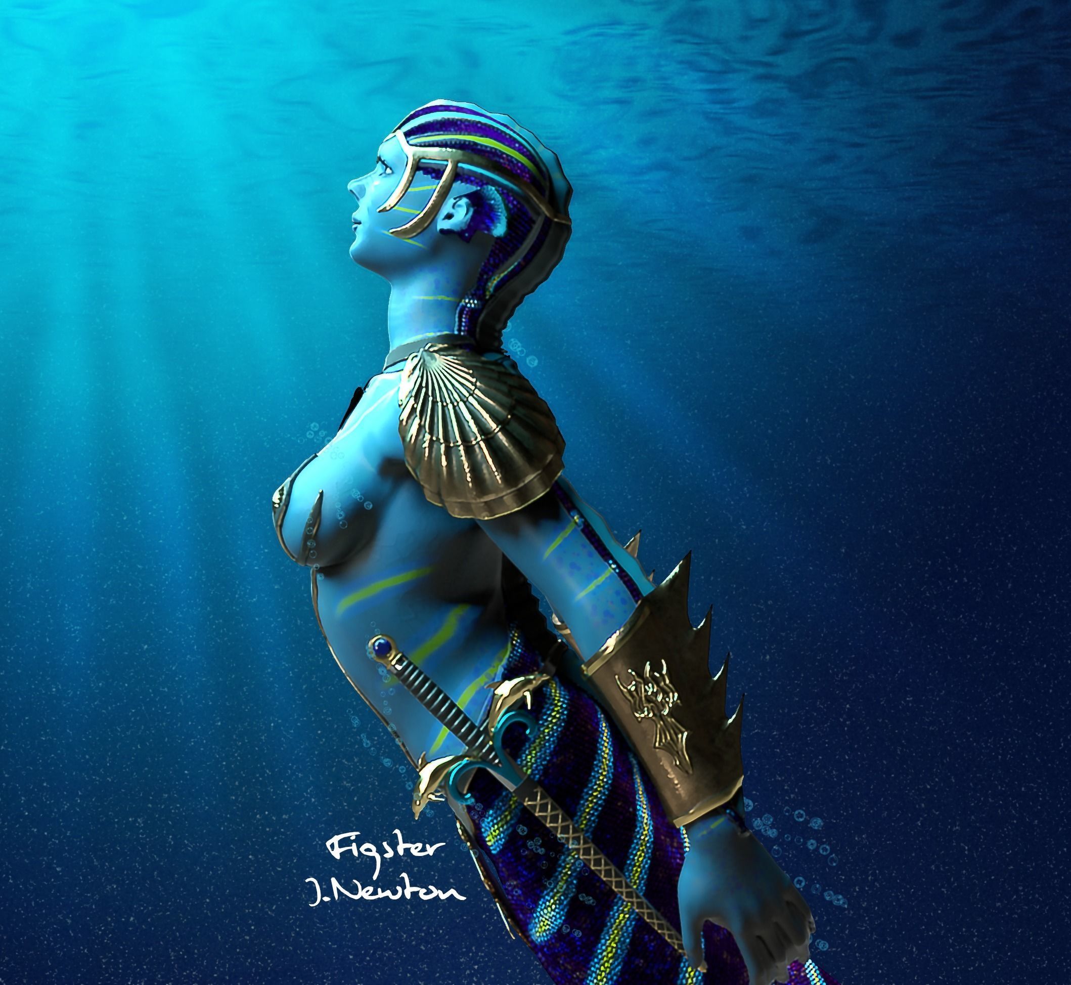 Battle Mermaid 3D model_5