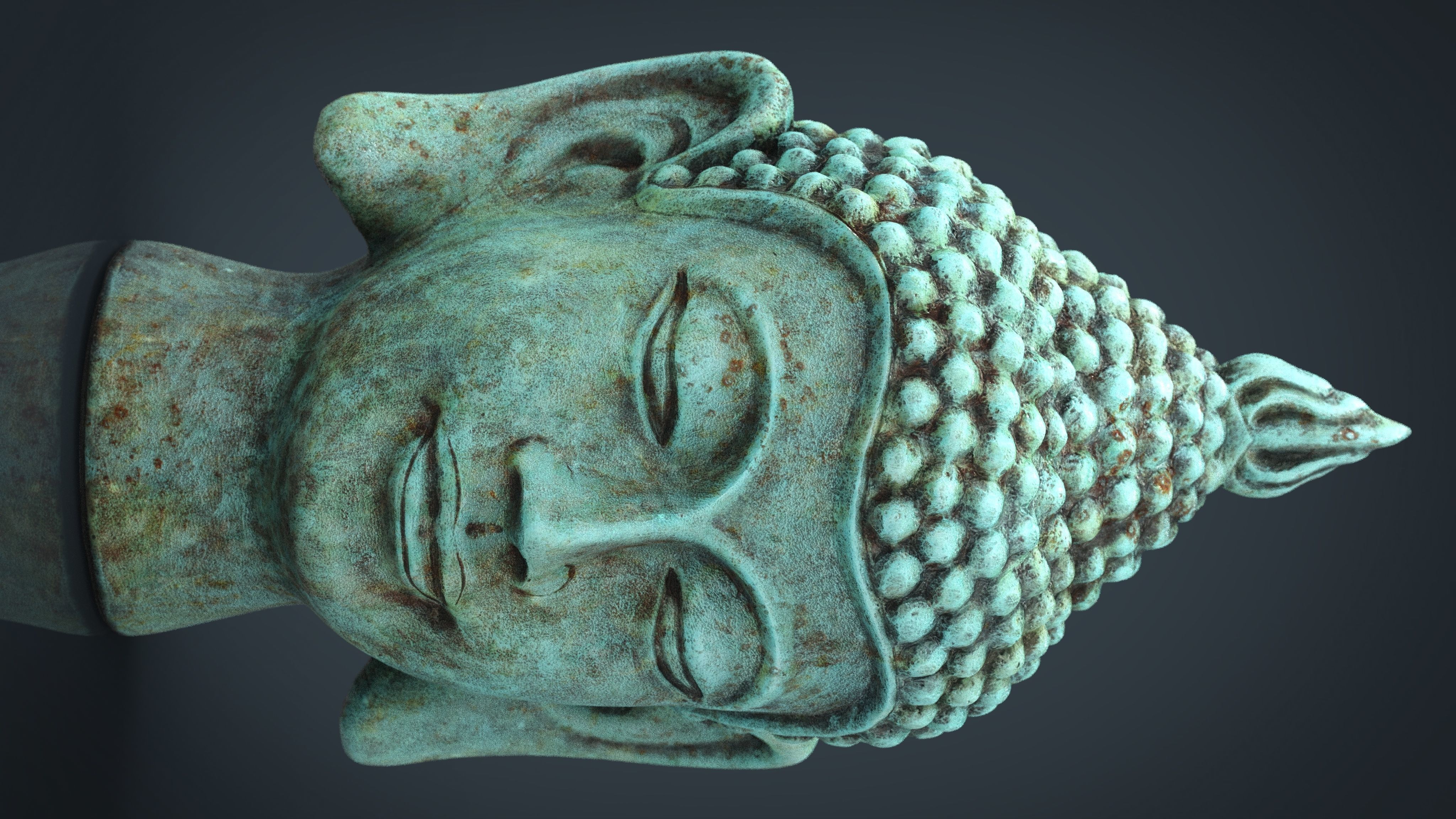 Vintage buddha head Low-poly 3D model_17