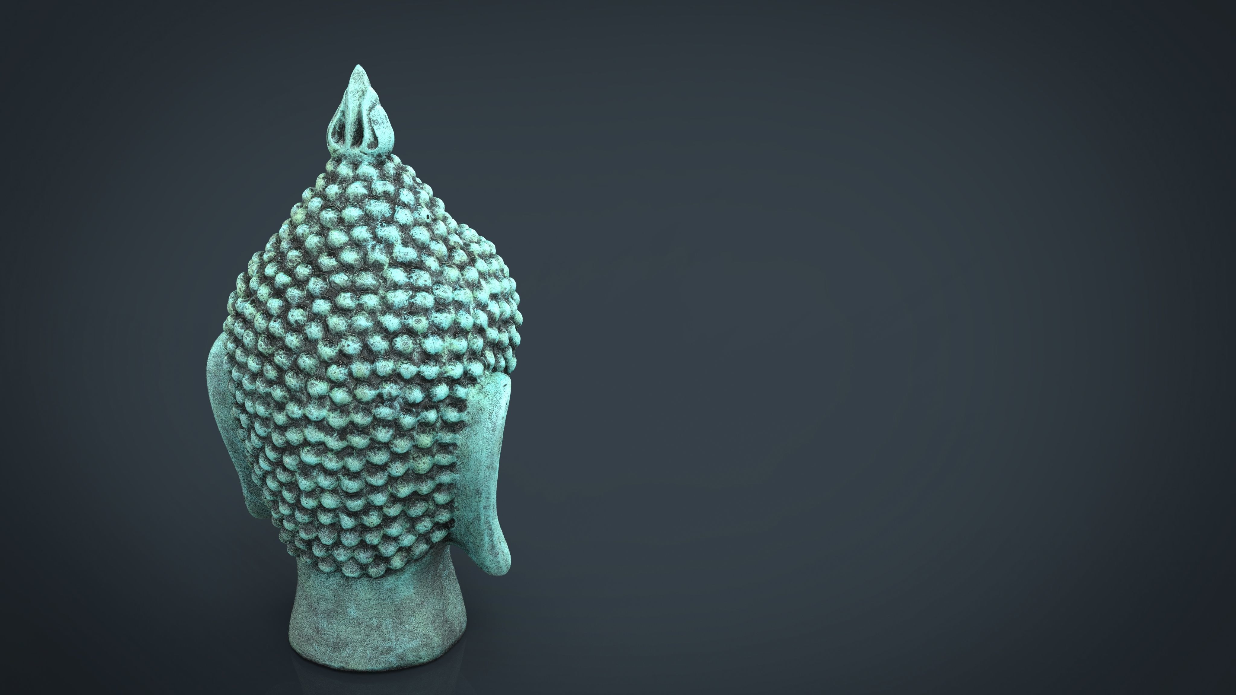 Vintage buddha head Low-poly 3D model_14
