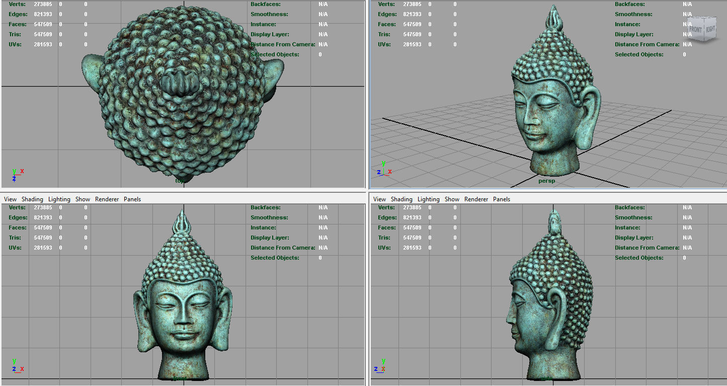 Vintage buddha head Low-poly 3D model_13